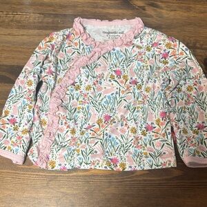 Magnetic Me Floral Bunny Wrap Top - Pink Trim